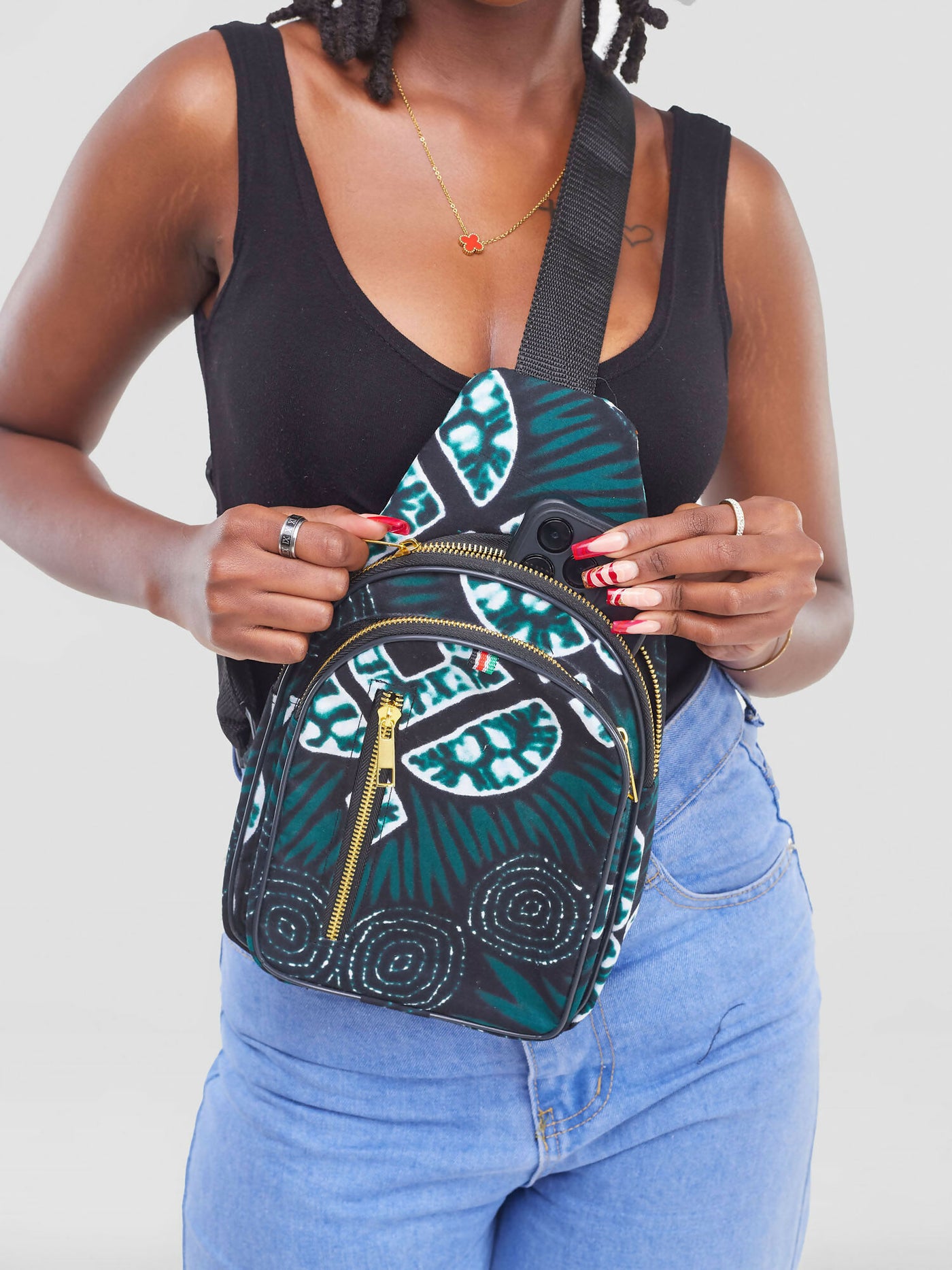 Ankara Artifacts Jungle Sienna Crossbody Bag - Multicolored