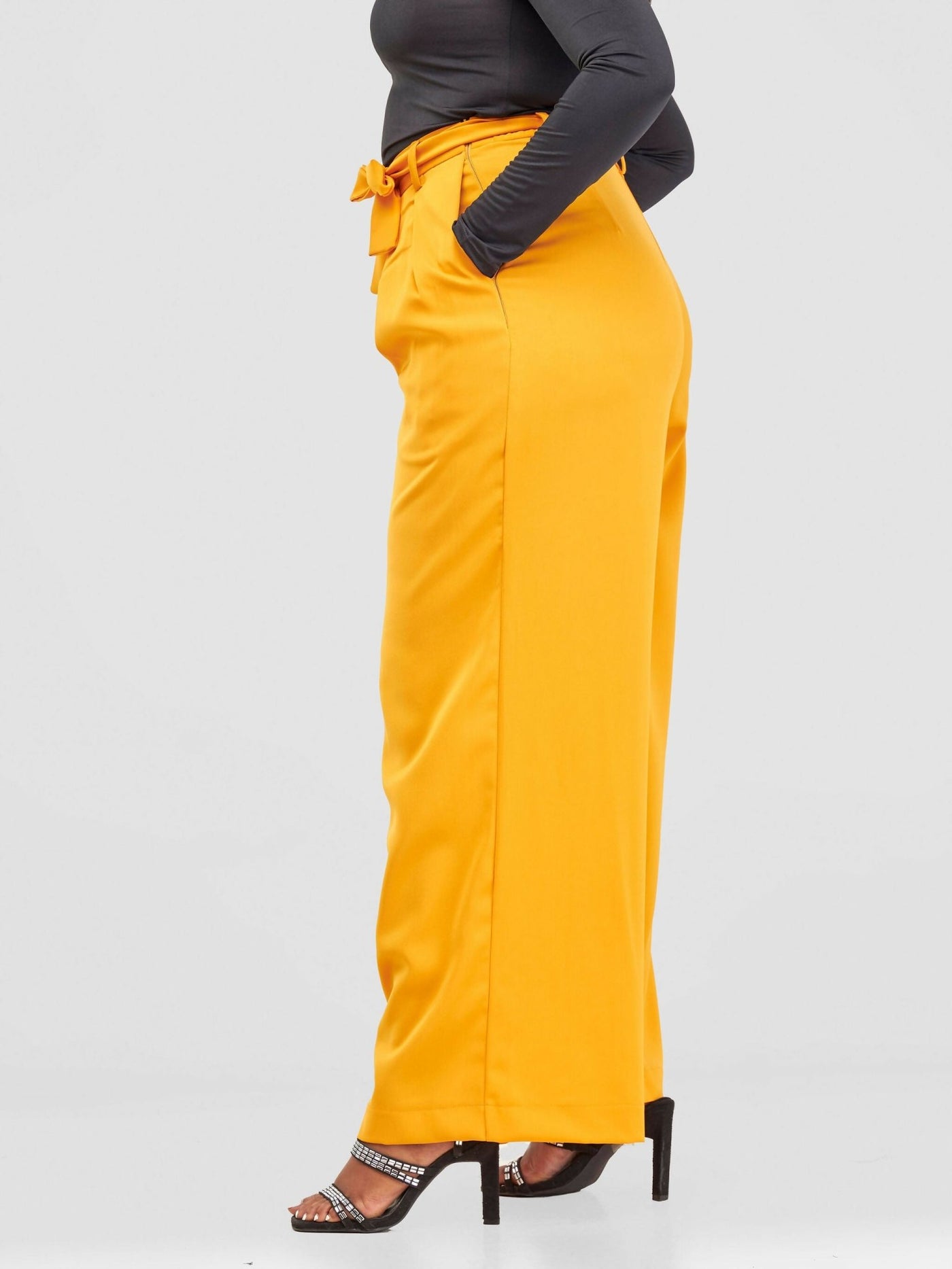 Elsie Glamour Olivia Wide Leg Pants - Mustard - Shopzetu