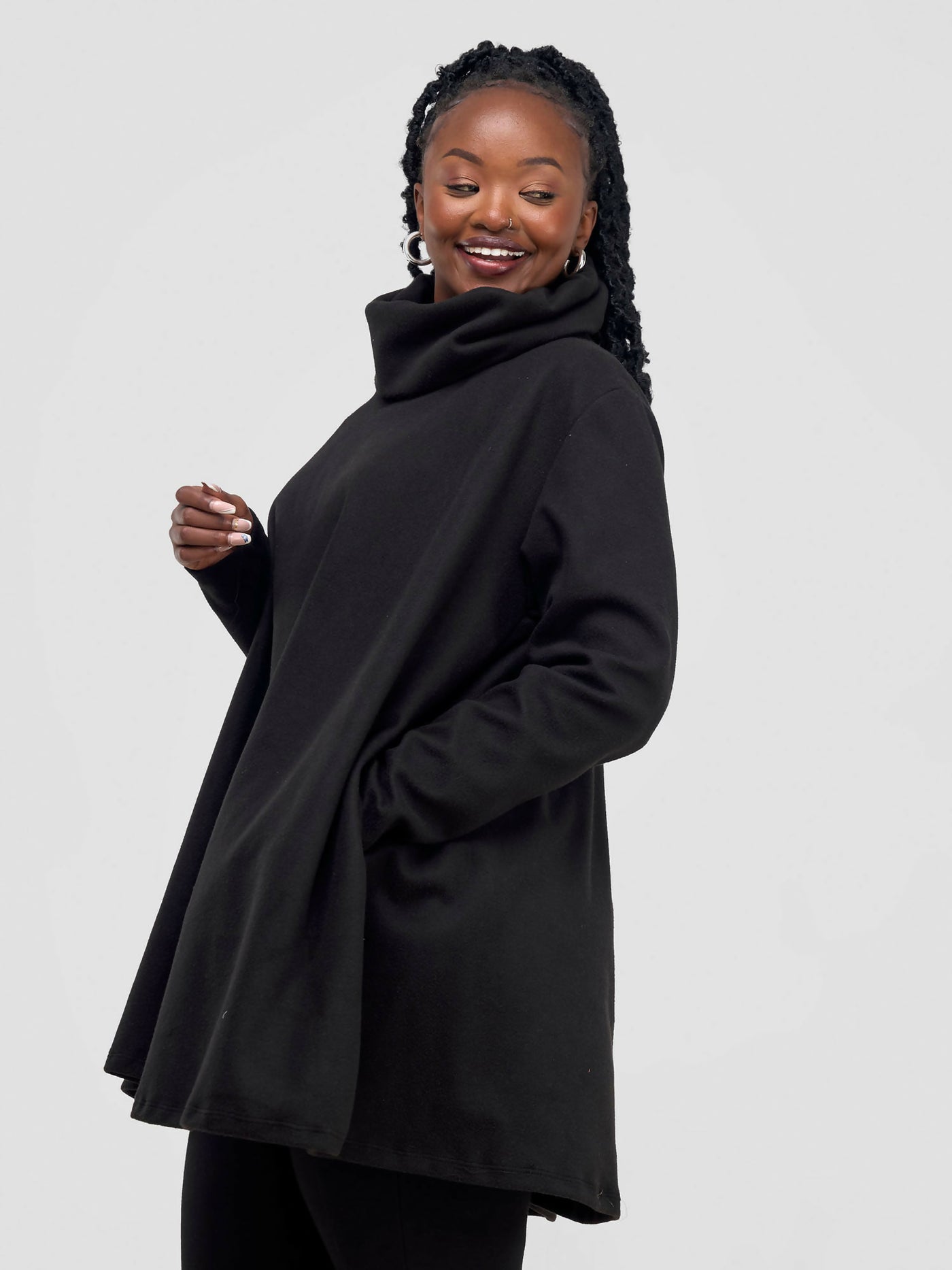 Timyt Urban Wear Beauty Poncho - Black/Side pockets