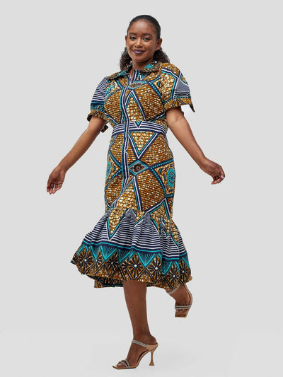 Dewuor Ajedi Dress - Turquoise - Shopzetu
