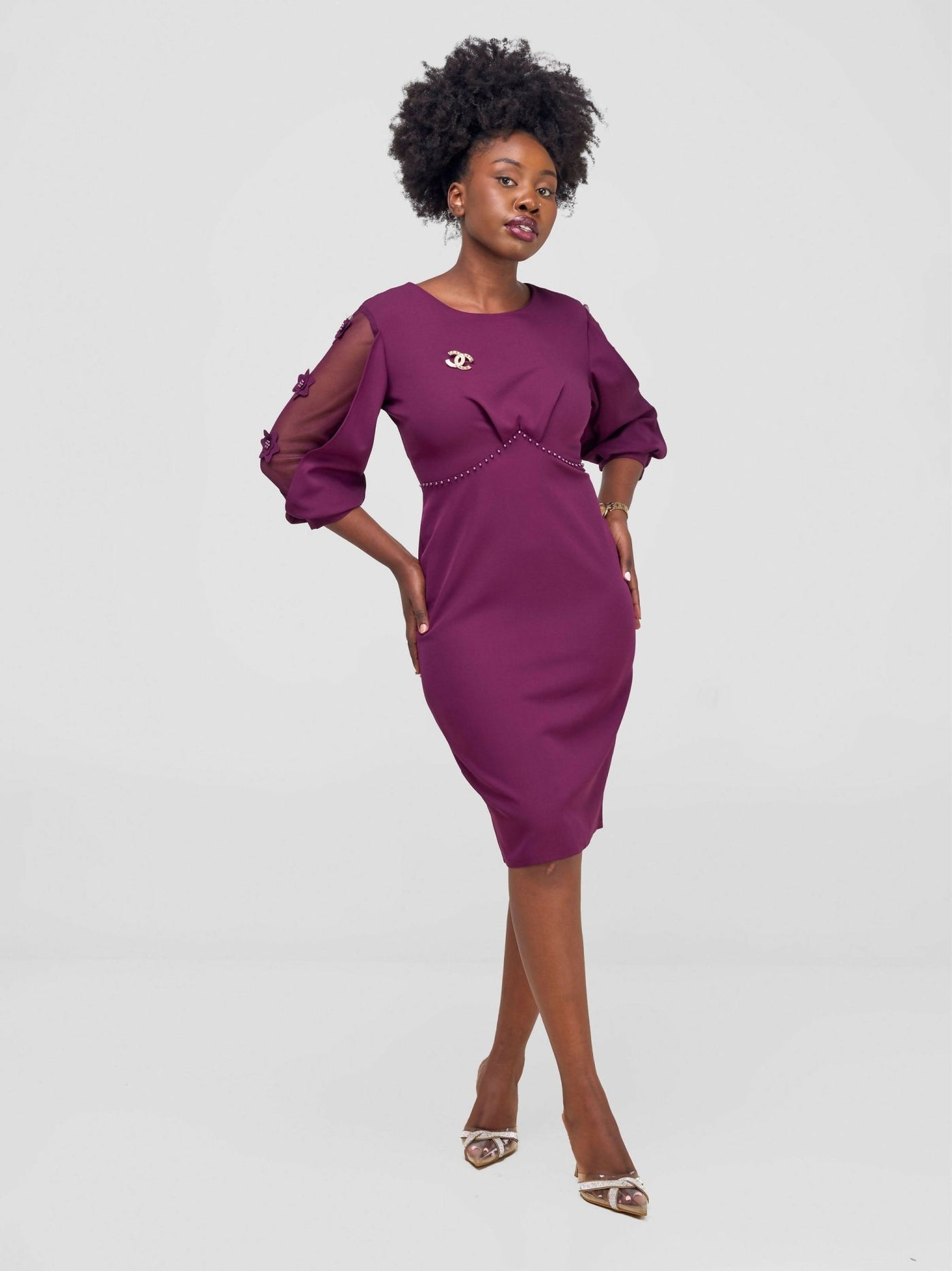 The Fashion Frenzy Pencil Dress - Maroon - Shopzetu