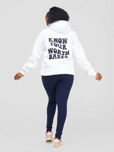 Zia Africa "Know Your Worth Babes" Hoodie - White