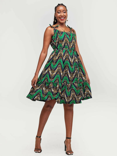 Dewuor Wavy Dress - Green - Shopzetu