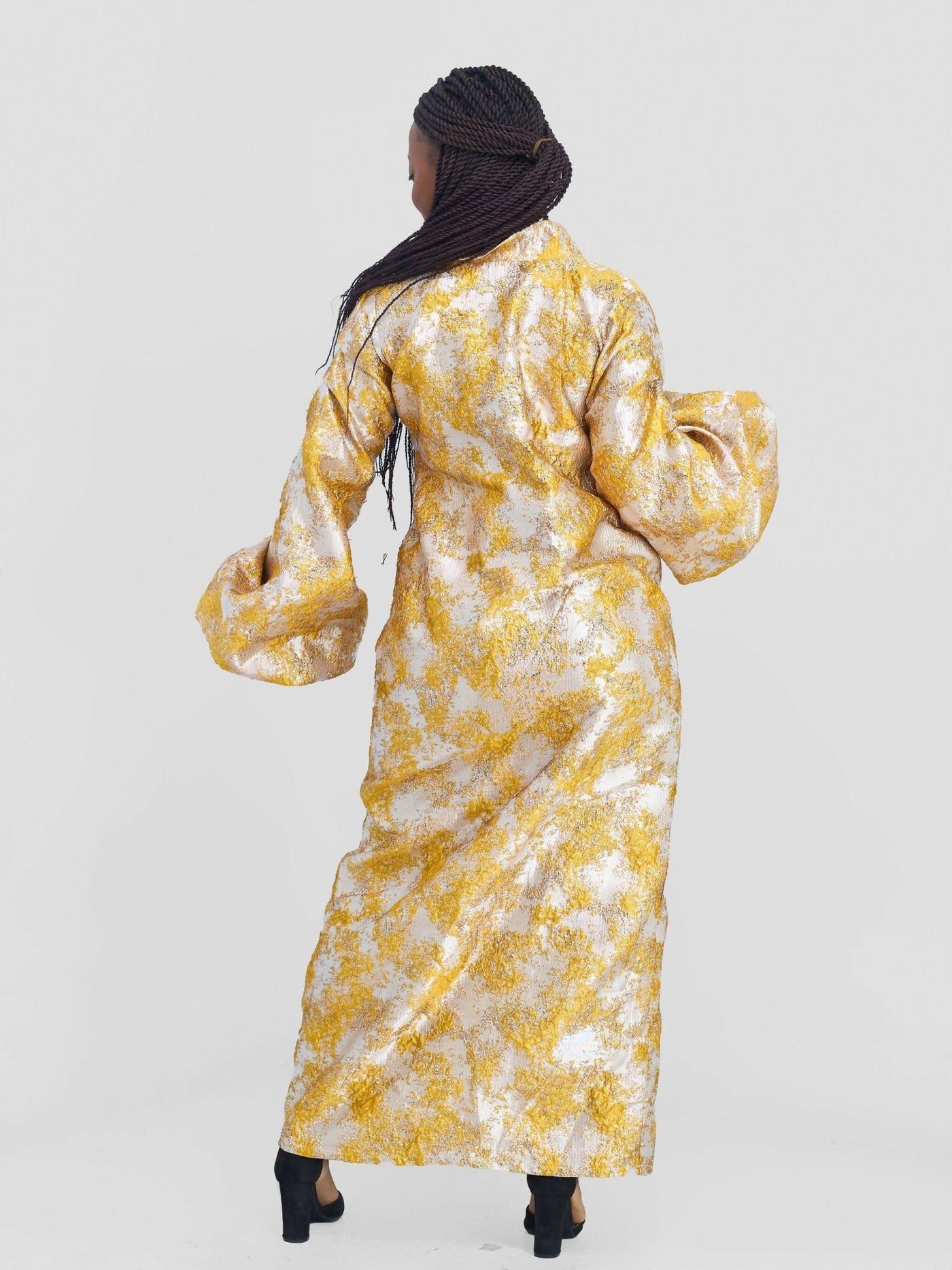 Bold N chic Brocade Dress - Yellow - Shopzetu