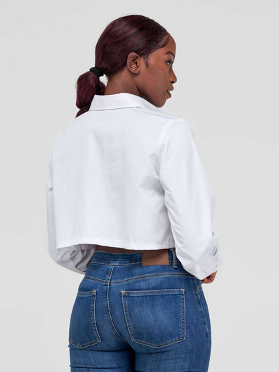 Merli Africa Crop Shirt - White - Shopzetu