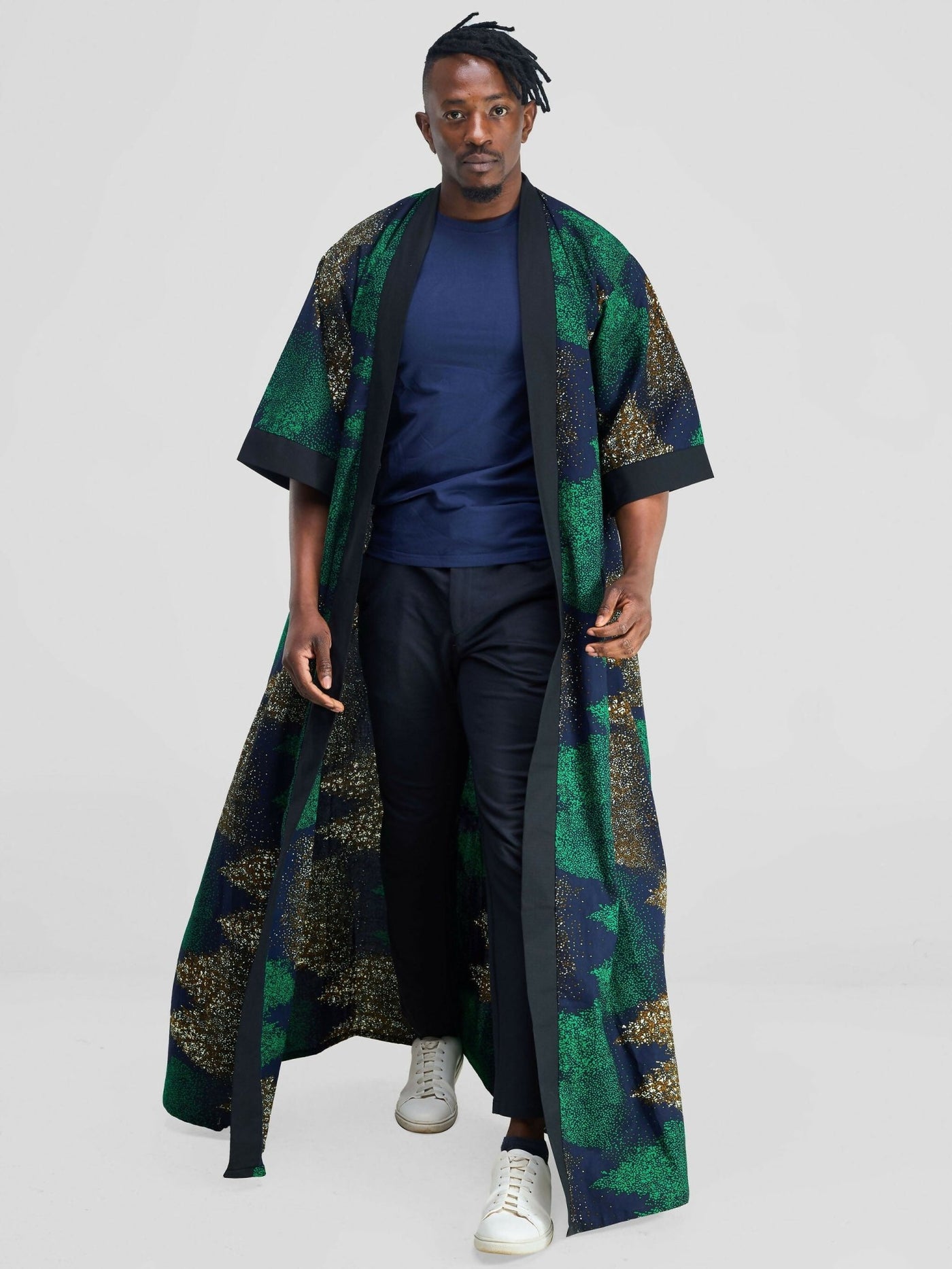 Simbaress Mkuu Long Kimono - Black / Green / Navy Blue - Shopzetu