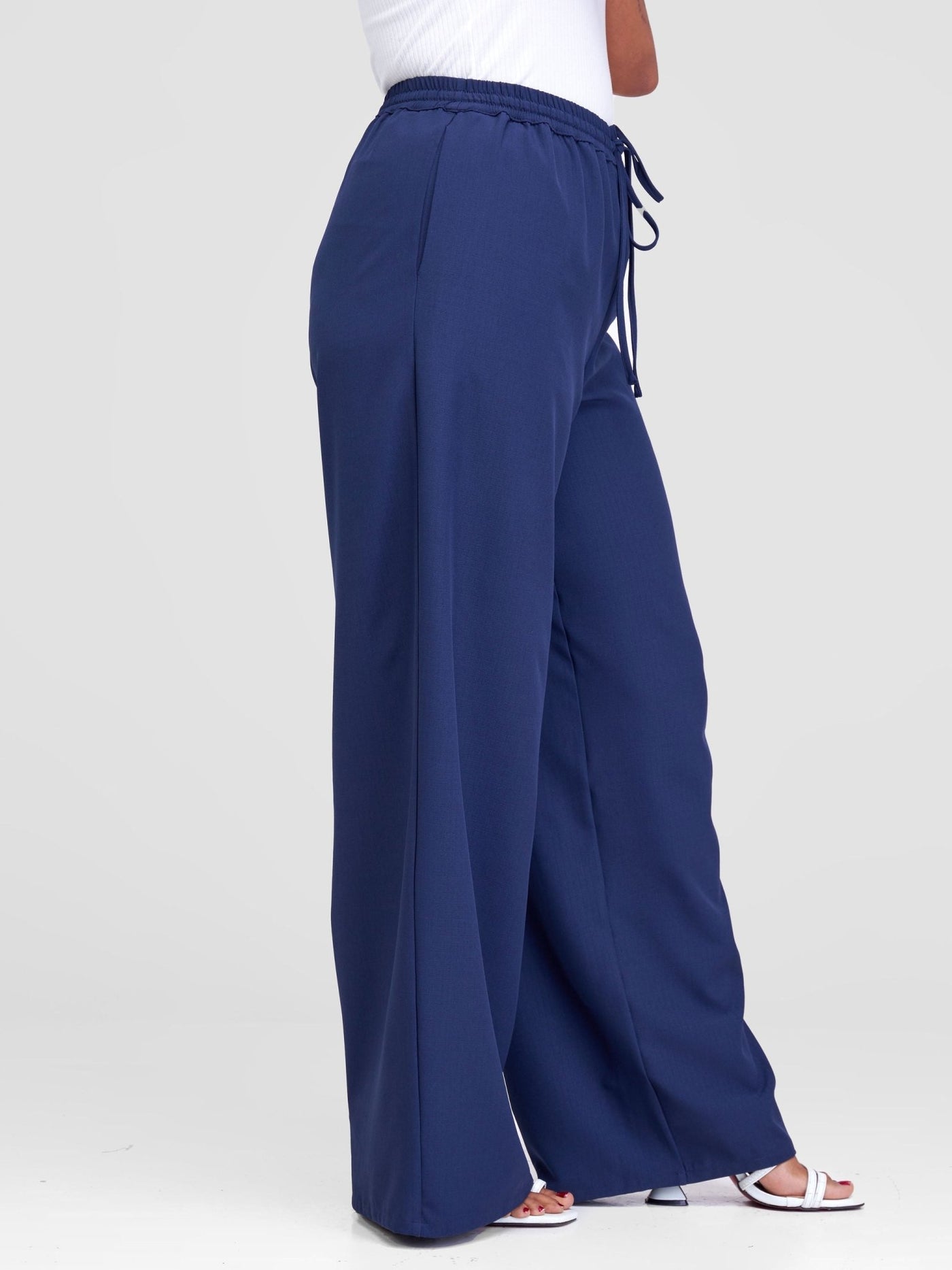 Vivo Zahari Drawstring Wide Leg Pants - Navy Blue - Shopzetu