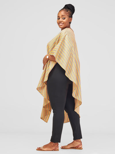 Safari Haya 0ne Shoulder Asymmetrical Side Tie Top - Gold Kiki print - Shopzetu