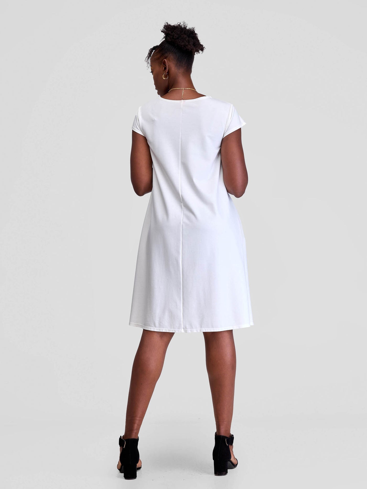 Vivo Basic Kena Tent Knee Length Dress - Off White