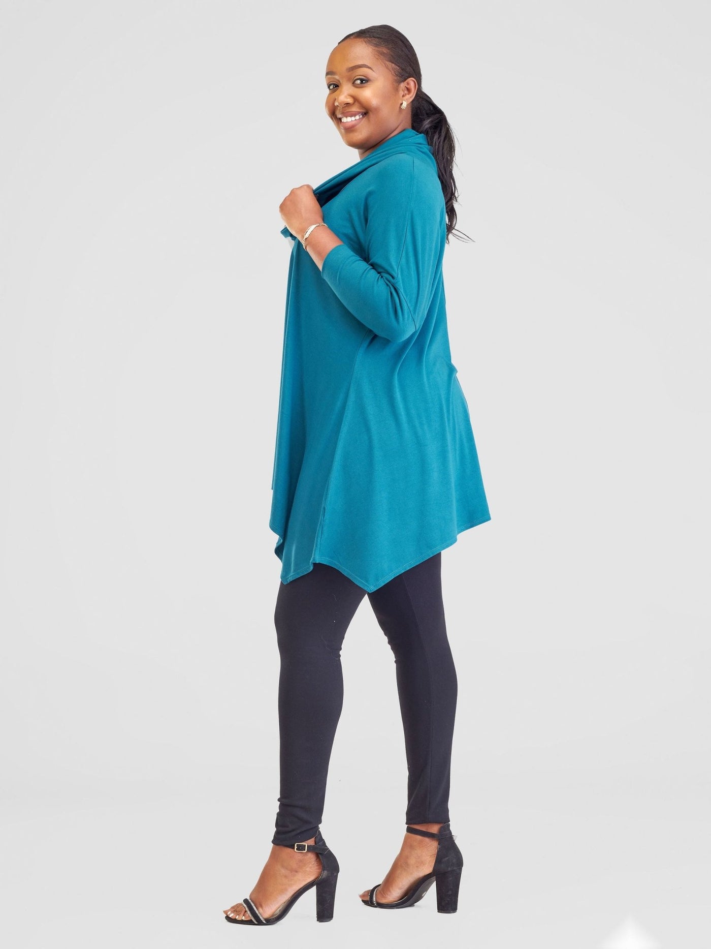 Vivo Basic Angela Cowl Loose Top - Dark Teal - Shopzetu