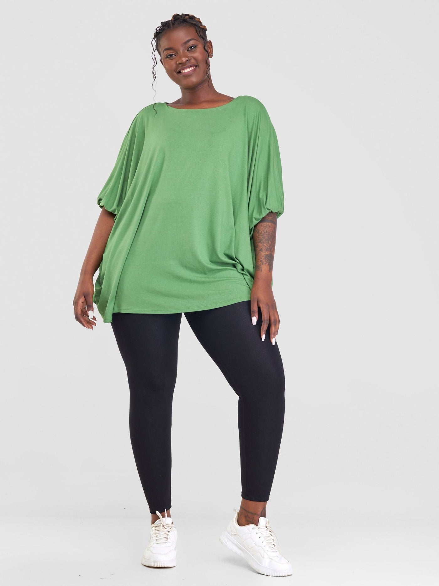 Vivo Basic Wide Jersey Top - Green - Shopzetu