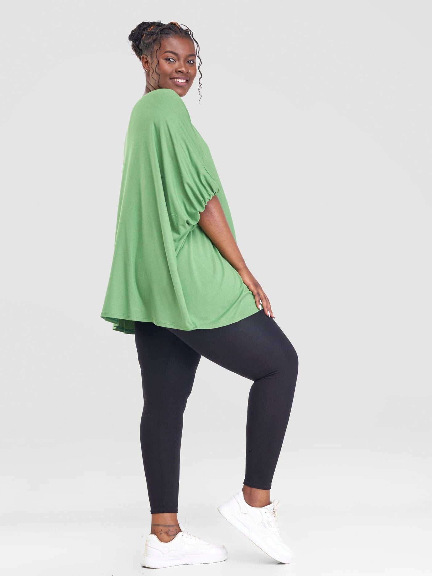 Vivo Basic Wide Jersey Top - Green - Shopzetu