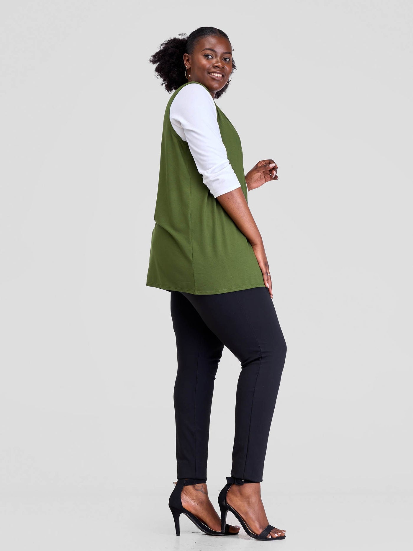 Basic Sleeveless Jersey Waterfall - Hunters Green