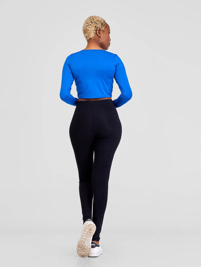 Zoya Long Sleeved Fitness Crop Top - Royal Blue