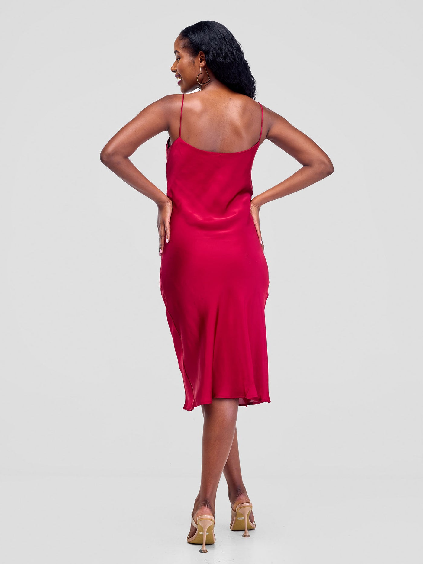 Lola Satin Slip Dress - Red