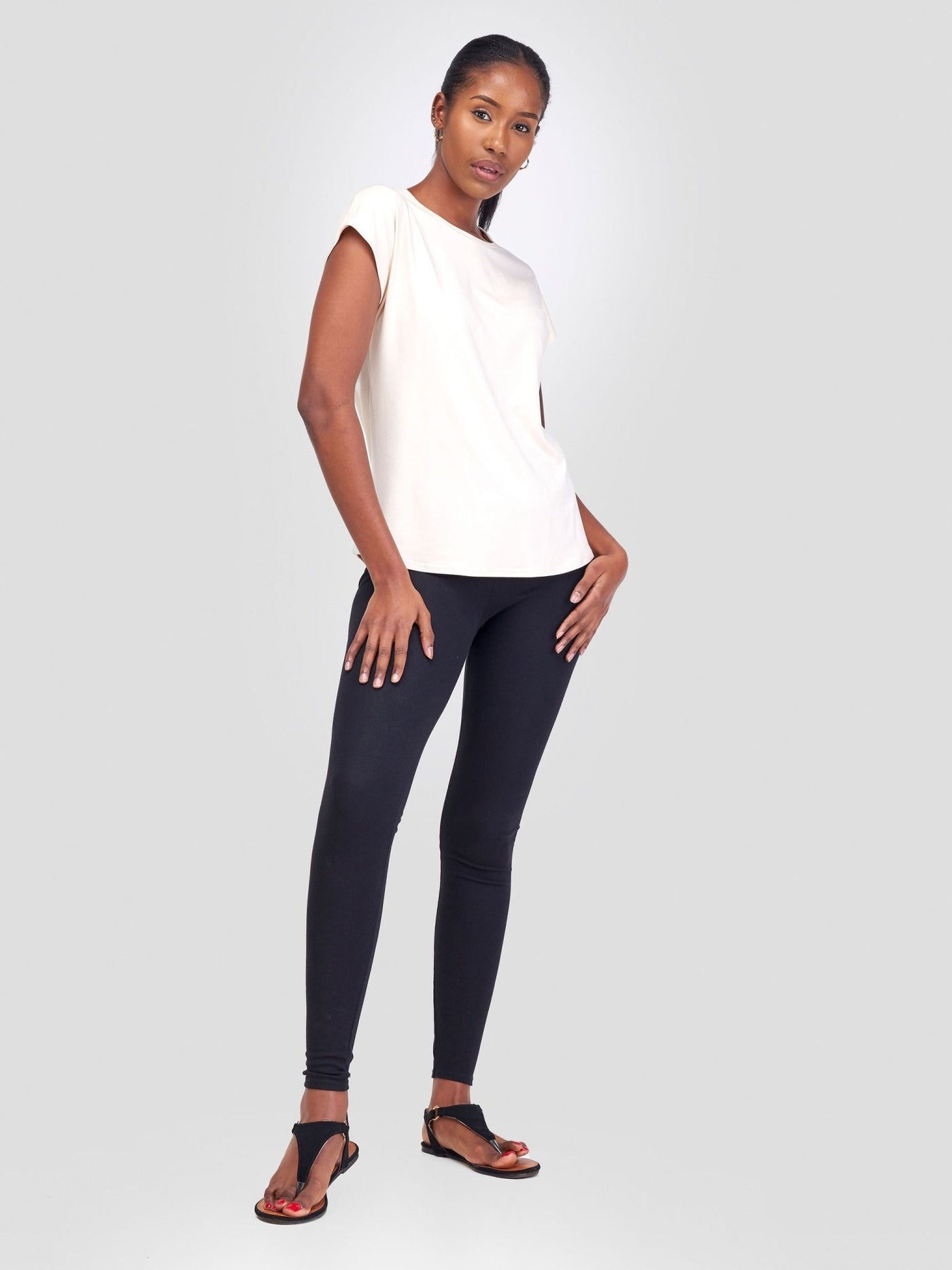 Vivo Basic Drop Shoulder Top - Buttermilk - Shopzetu