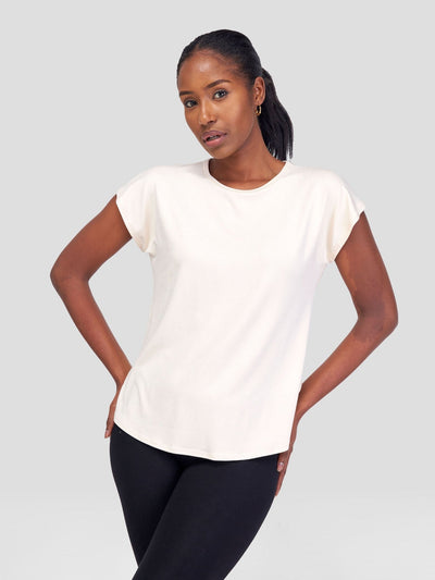 Vivo Basic Drop Shoulder Top - Buttermilk - Shopzetu