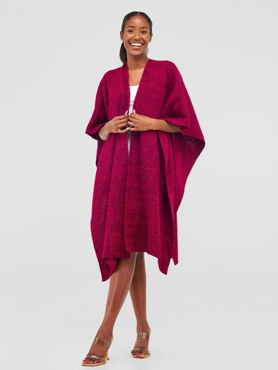 Vivo Basic Double Layered Wrap Poncho (Without Fringe) - Pink / Black - Shopzetu