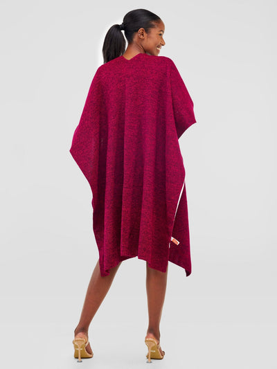 Vivo Basic Double Layered Wrap Poncho (Without Fringe) - Pink / Black - Shopzetu