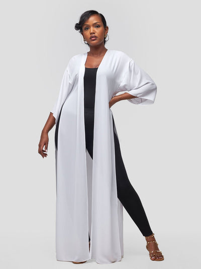 Vivo Basic Nandi High Slit Kimono - White - Shopzetu