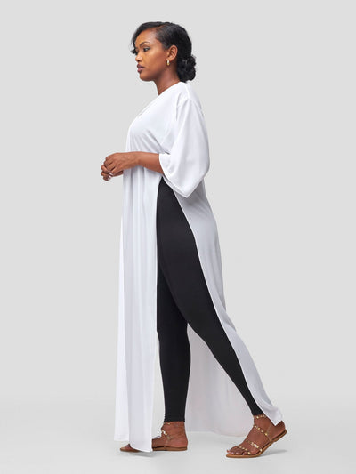 Vivo Basic Nandi High Slit Kimono - White - Shopzetu