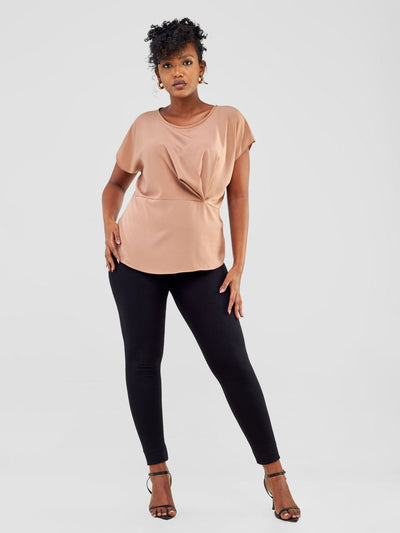 Vivo Zaria Waist Cowl Top - Taupe - Shopzetu