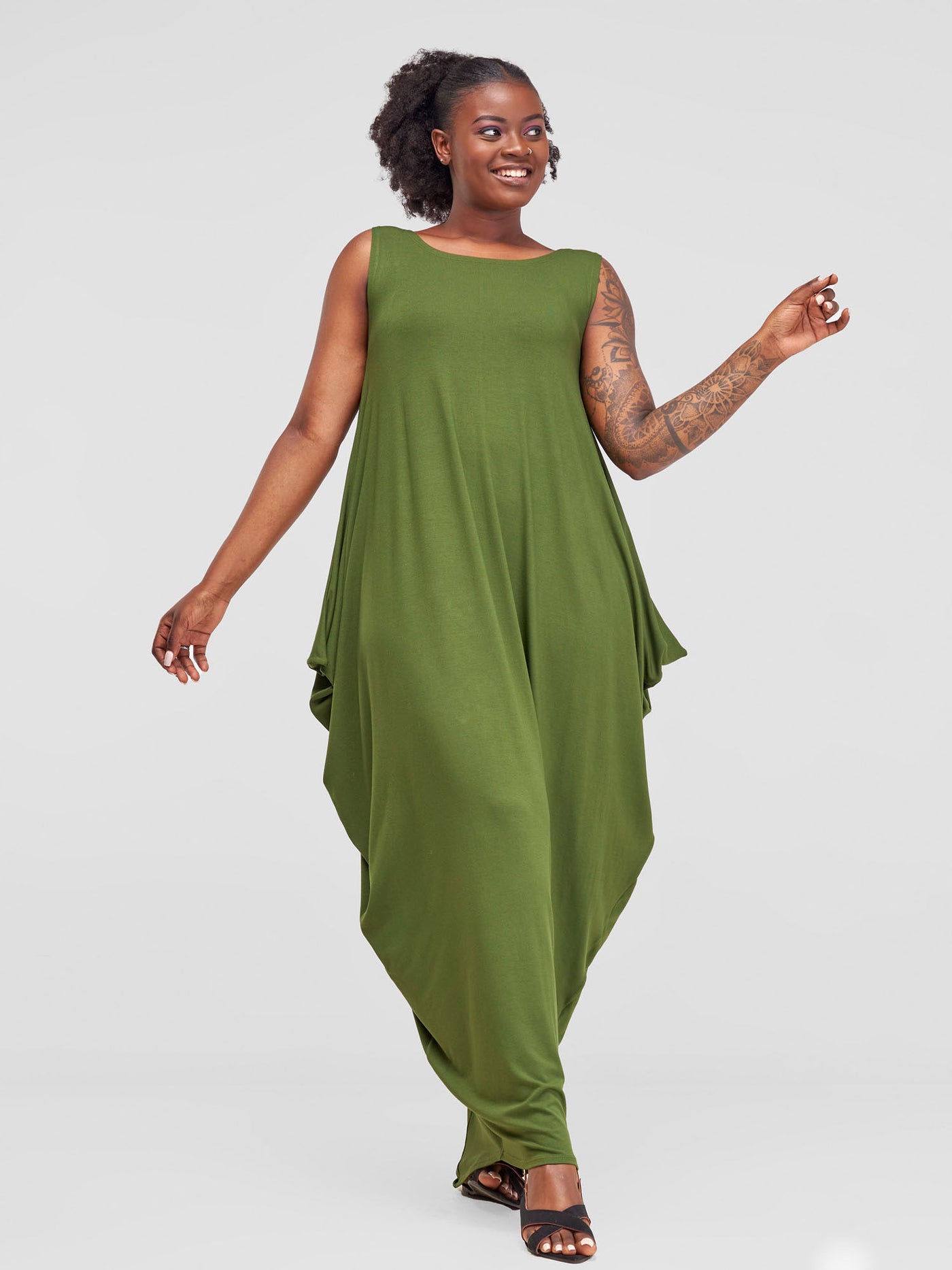 Basic Salma Maxi Boat Neck Dress - Hunters