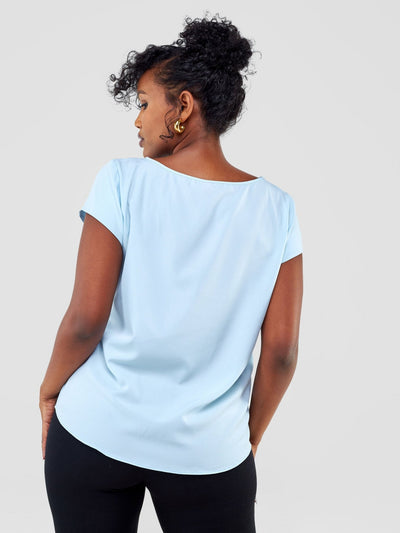 Vivo Basic Chiffon Drop Shoulder Top - Light Blue - Shopzetu