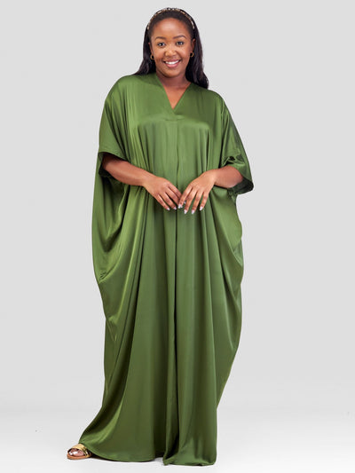 Vivo Sarabi Panelled V - Neck Kaftan - Hunters Green - Shopzetu