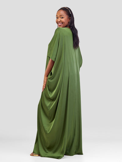 Vivo Sarabi Panelled V - Neck Kaftan - Hunters Green - Shopzetu