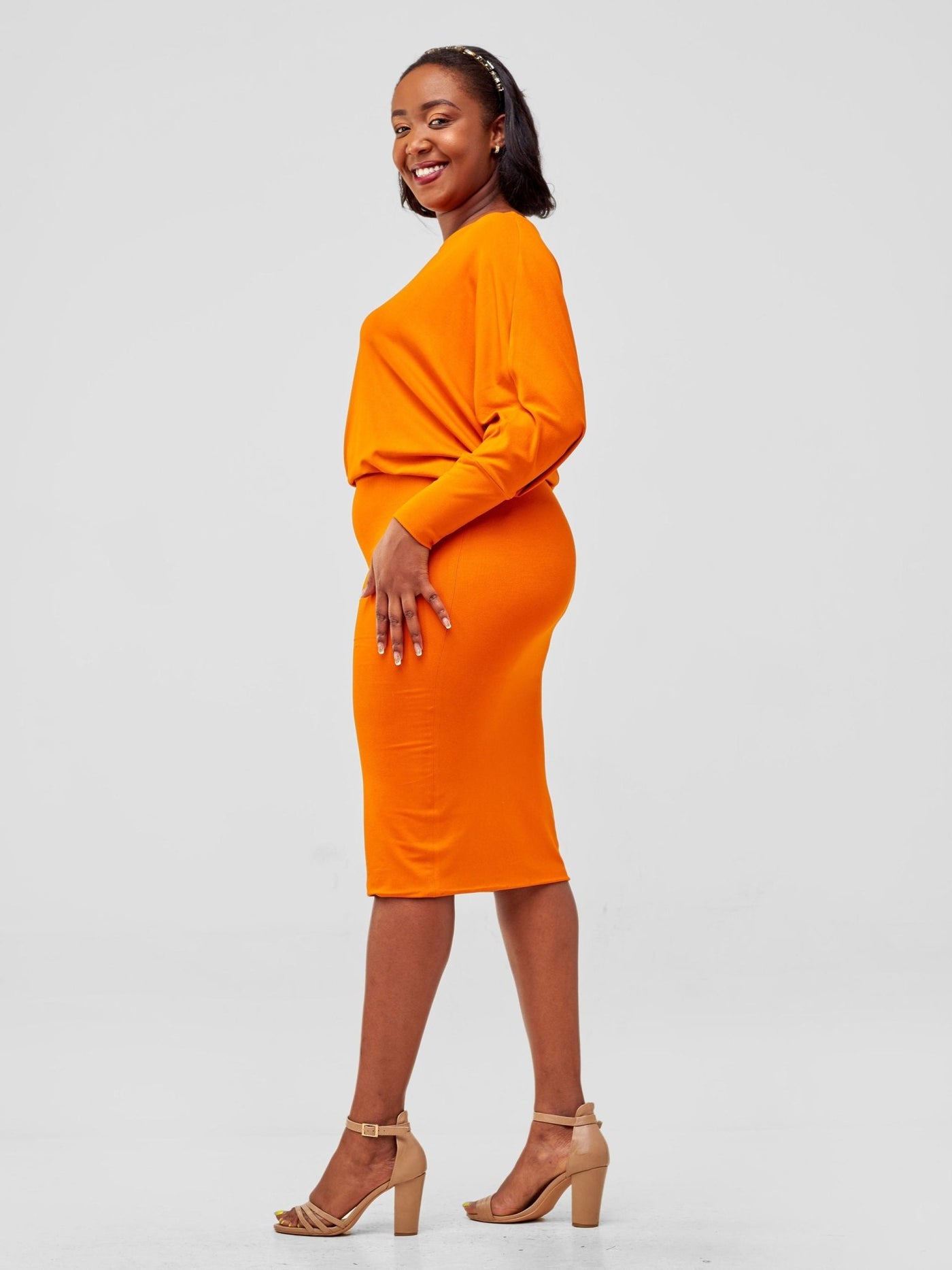 Vivo Basic Tolani Jersey Dress - Orange - Shopzetu