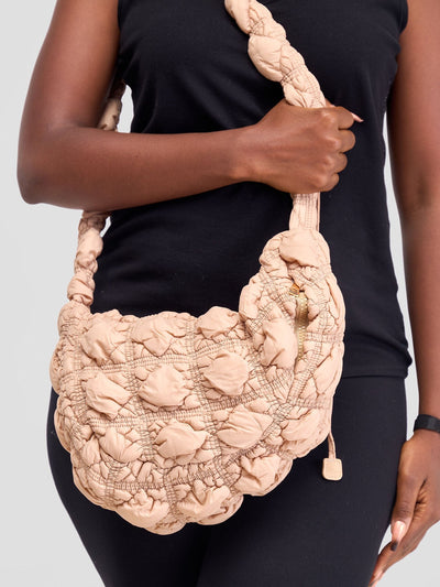Mona Puffy Adjustable Shoulder Bag - Beige - Shopzetu