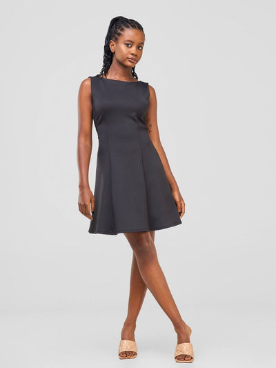 Zoya Sitawi A - line Mini Dress - Black - Shopzetu