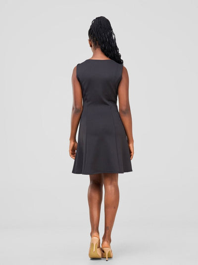 Zoya Sitawi A - line Mini Dress - Black - Shopzetu