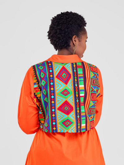 Safari Lira Drawstring Knee Length Dress - Orange - Shopzetu