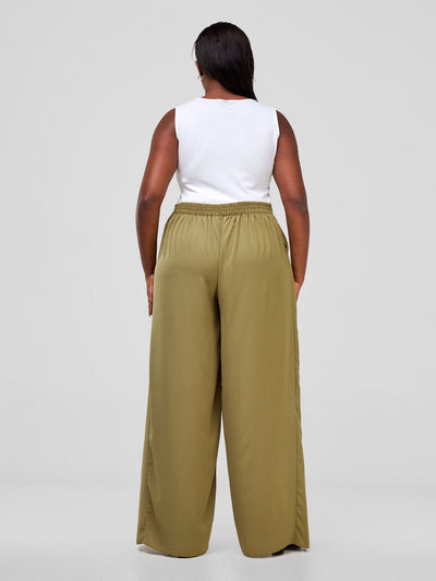 Vivo Mira Front Drape Pants - Hunters Green - Shopzetu