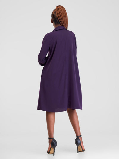 Vivo Yumi Long Sleeve Tent Shirt Dress - Purple - Shopzetu