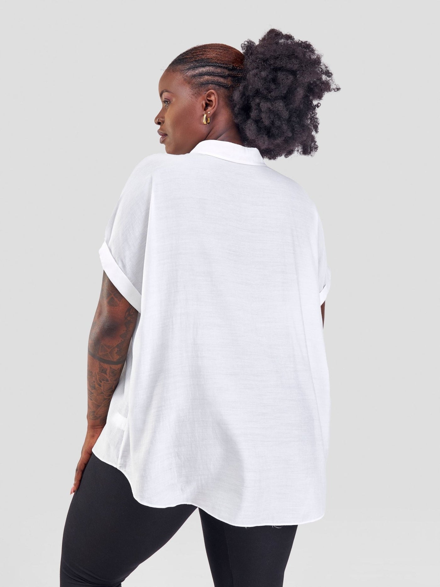 Safari Zene Drop Shoulder Top - White - Shopzetu