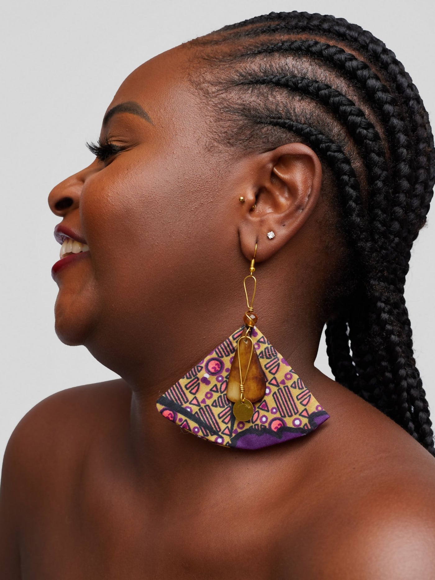 Tuli Razia Ankara With Detail Earring - Purple - Shopzetu