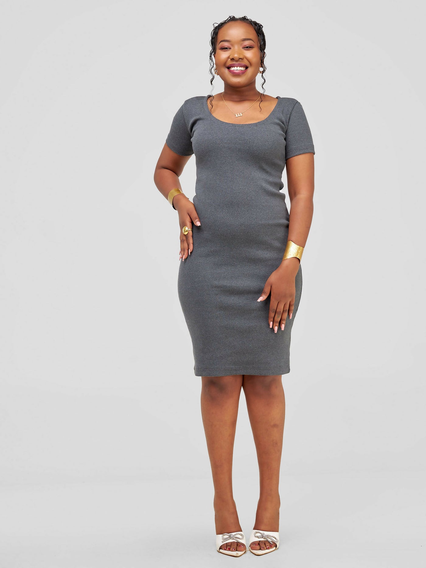 Chic Plug Stretchy Dress - Grey