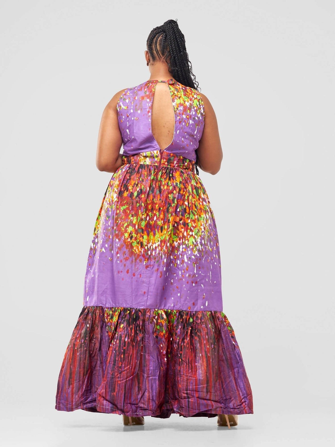 Afafla Ankara Ana Maxi Dress - Purple - Shopzetu