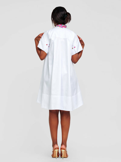 Tuli Amani Shirt Dress - White - Shopzetu