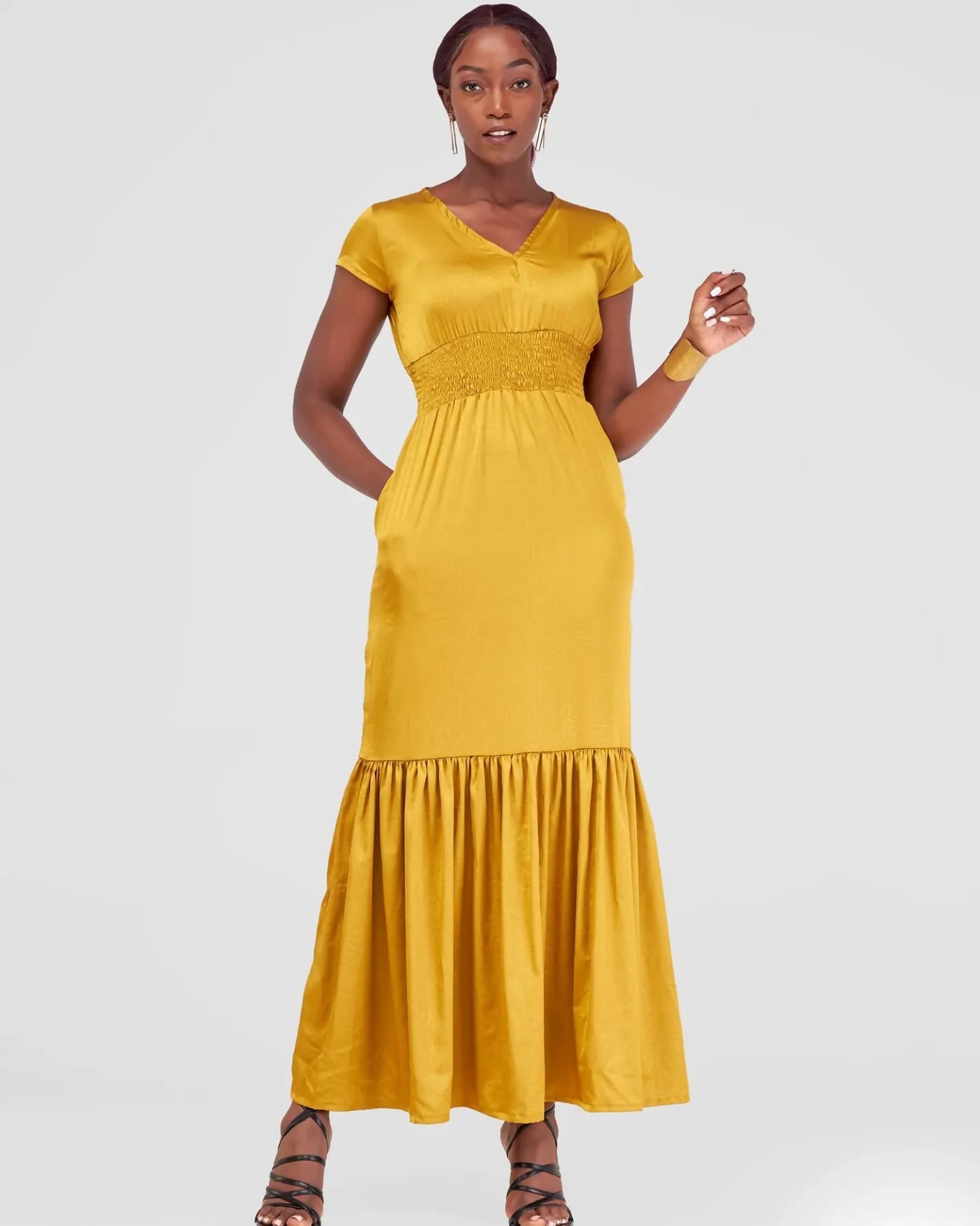 Zamaya Stitches Dress - Mustard