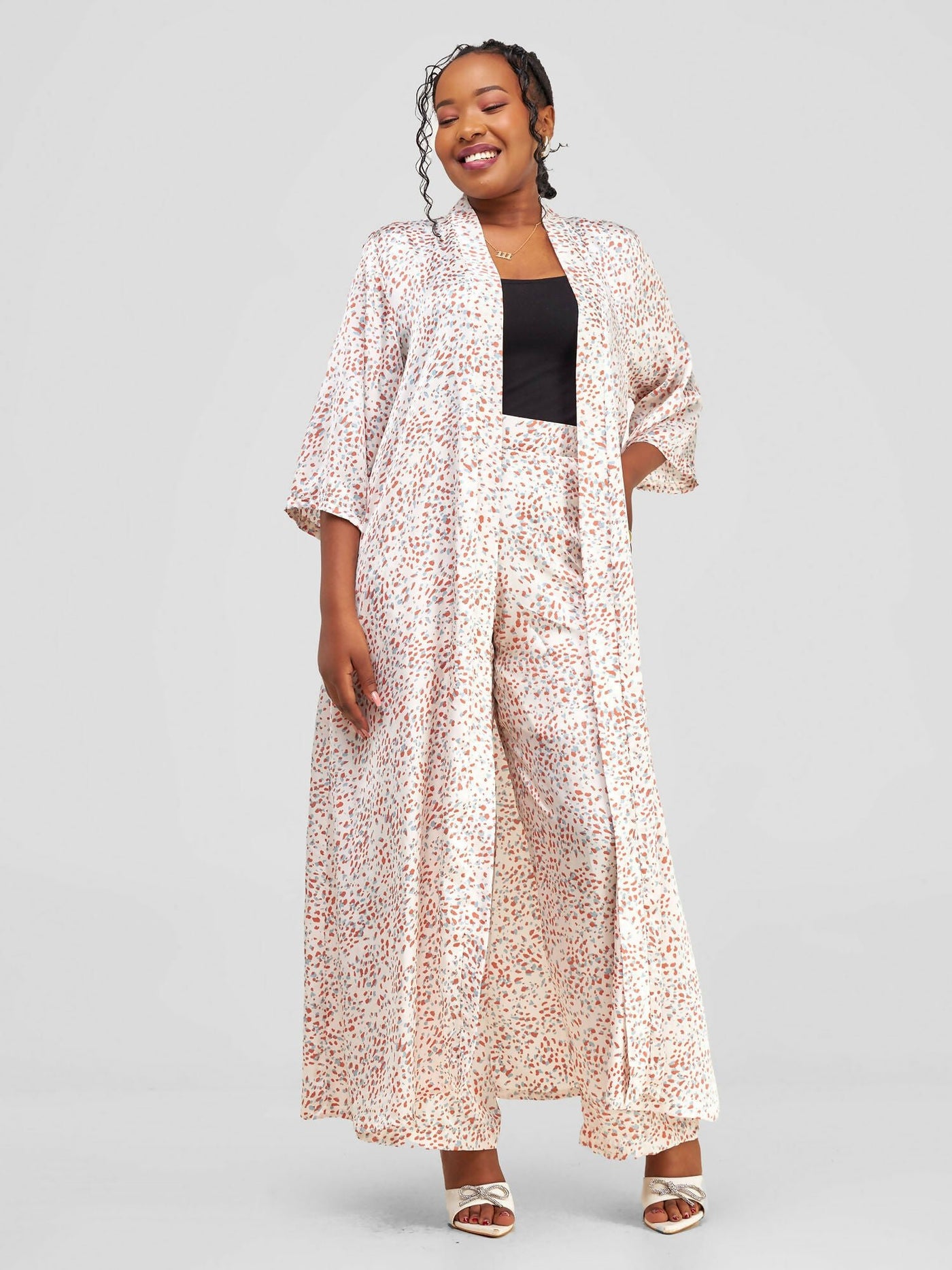 Tuli Lati Kimono - Off White Print - Shopzetu