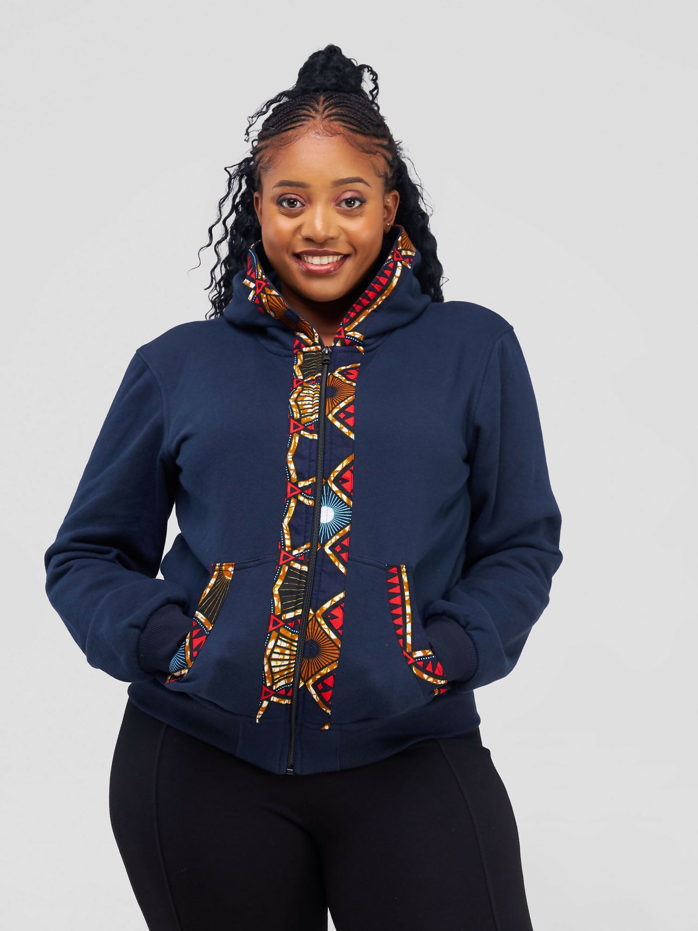 Khay Designs Denim Bomber Jacket - Navy Blue