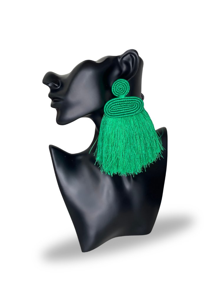 Tuli Liana Tassel Earring - Green - Shopzetu