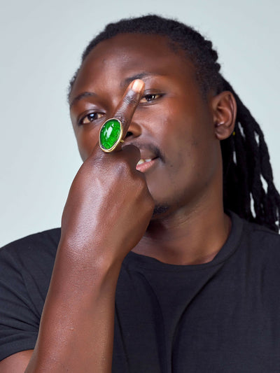 Kijivu Creatives Glass Ring - Green