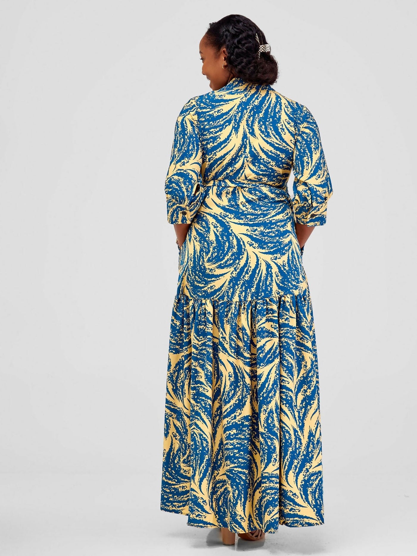 Salok Havilah Wear Ella Dress - Blue / Yellow Print - Shopzetu