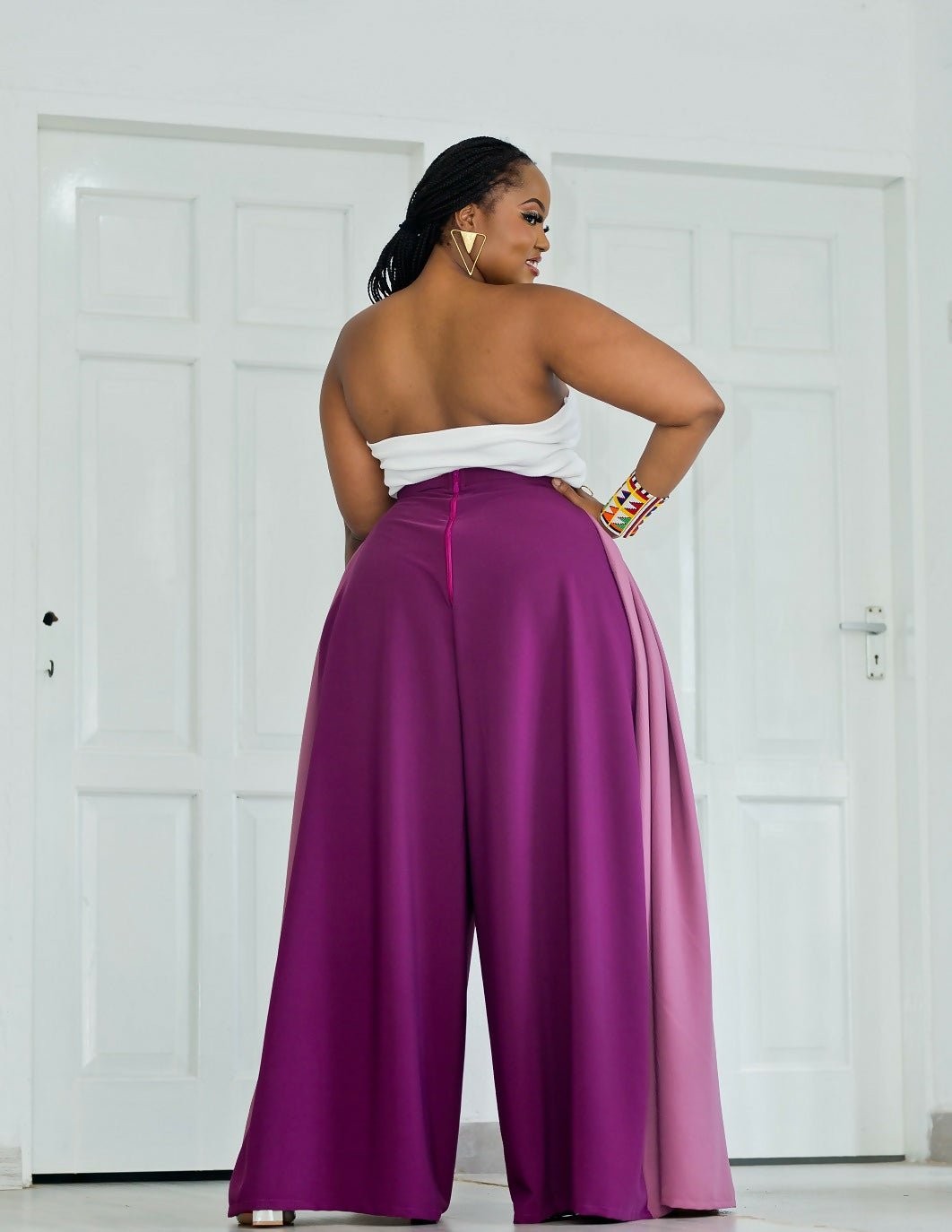 African Yuva Cinta Palazzo Pants - Purple - Shopzetu