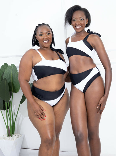Shells Attic Swimwear Suit Bikini - Black / White - Shopzetu